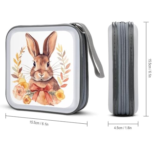 Funda para CD y DVD Bunny Rosette, estuche protector de discos Blu-Ray portátil 3