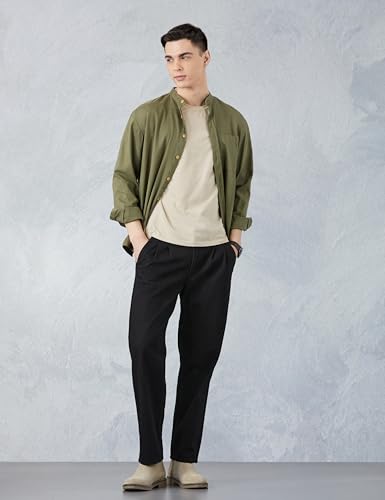 Image of Amazon Brand - Symbol Men's Pleated Baggy Fit Cotton Jeans | Mid Rise | Loose & Relaxed | Oversized Jeans Pant