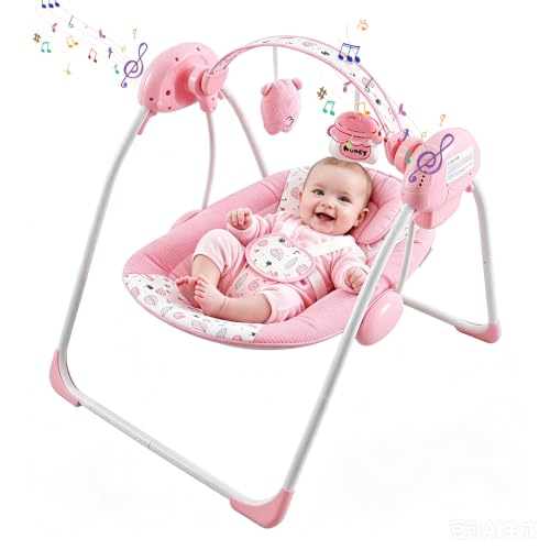 Baby Swing for Infants, Foldable Swing with 5 Speeds, 0-9 Months (6-20 lbs)