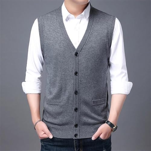 2024 Men's Wool Blend Vest Sleeveless Buttoned Knitted Thermal Vest V-Neck Cardigan2