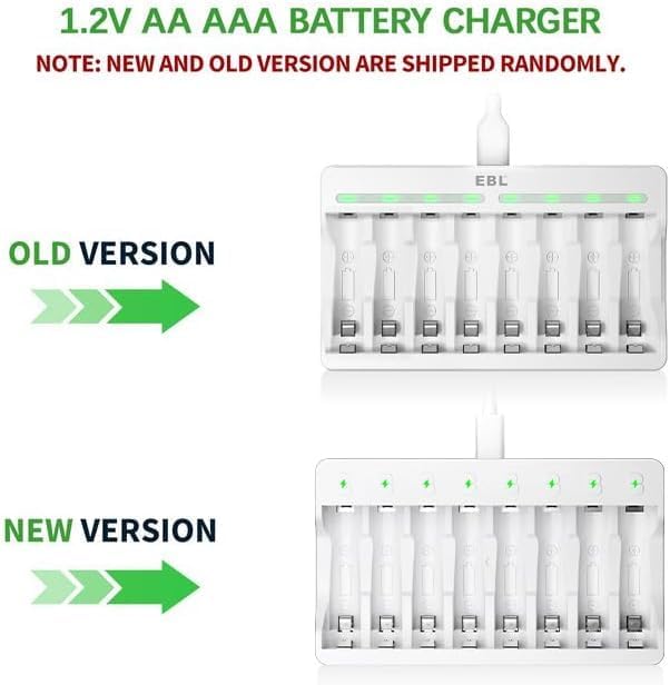 Miniatura 3 de EBL 16-Pack AA 2800mAh Ready2Charge Batteries with 8-Bay USB Charger for AAAAA Independent Smart Charging