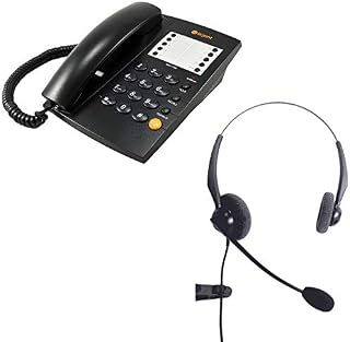 Agent 1000 Corded Telephone - Black + JPL 100 Binaural Noise Cancelling Office Headset