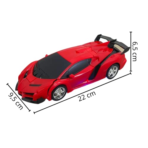 Carrinho Controle Remoto Vira Robô 1:18 Vermelho, Importway