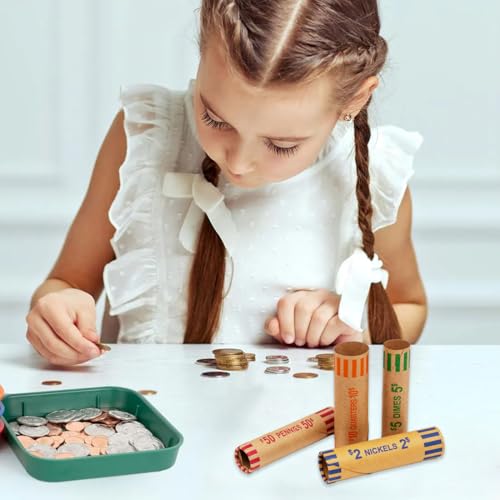IKOPFLN 4 Stück Münzhülsen,Münzpapier in Tubenform, münzhüllen,münzrollen münzrollenpapier geld organizer geldrollen hülsen