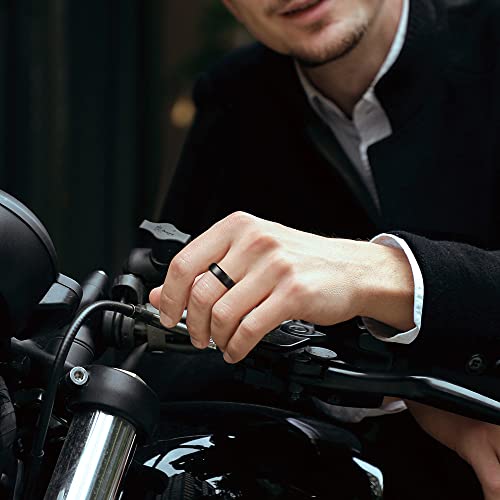 King Will Basic 7Mm Men Black Tungsten Carbide Wedding Ring Brushed Finish Beveled Polished Edge 14 #TOP4