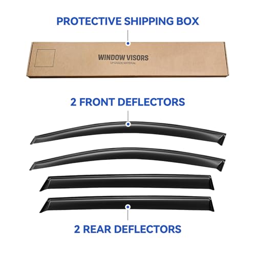 Image of Window Visors Rain Guards for 2016 2017 2018 2019 2020 Kia Sorento, Out-Channel Window Vent Wind Deflectors Visors Shades for 16 17 18 19 20 Sorento
