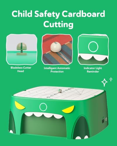 Image of Kids Cardboard Cutter Tool for Ages 3+, Safe Power Bladeless DIY Construction Kit, Educational STEM & STEAM Craft Toy, Creative Upcycled Hands-On Learning Gift for Boys & Girls, Dinosaur