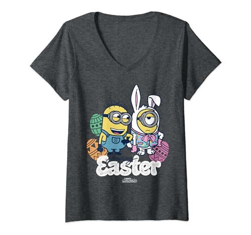 Minions Happy Easter T-Shirt avec Col en V