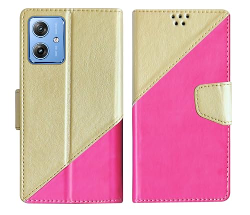 Image of SBMS Flip Cover Back Case Cover for Motorola Moto G64 5G / Motorola Moto G54 5G Flip Cover Case Back Cover Case with Magnatic Closure | Inbuilt Stand | Card & Money Pocket (MultiPink)