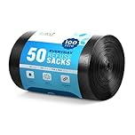 EcoBag - 50 Pack Everyday Refuse Sacks - Recyclable Bin Bags, Leak Resistant, Eco-Friendly, Durable Waste Disposal Bags for Kitchen, Office Waste & Light Rubbish, 30 Micron (Μm) /100l