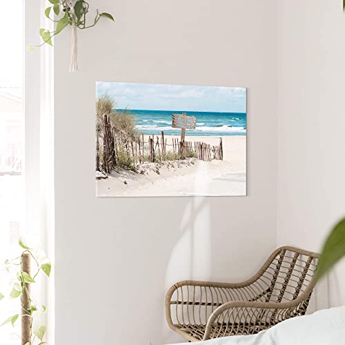 Beach Picture Canvas Wall Art: Coastal Scene Ocean Print Picture Sea Seaside Artwork Seashore Wave Painting for Bathroom Bedroom Home Decor 24 x 16 Inch - Image 4