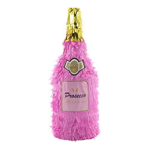 Party Factory Prosecco Pinata, pink/gold, 45x16cm, Partyspiel, Schlag-Pinata, Junggesellenabschied, Dekoration zum Geburtstag