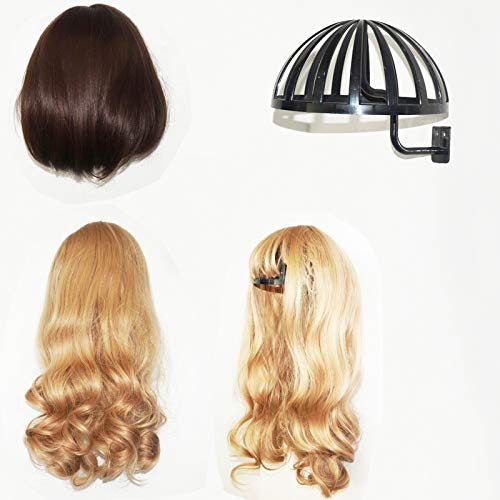 Tall Wig Stands for All Wigs and Hat, Wig Dryer, Durable Wig Display Tool, Travel Wig Stands, wall mounted, Wig Hanger Holder Stable Durable Wig Hair Hat Cap Display Tool, Hard plastic (Black)