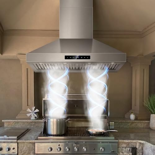Image of 48 inch Ducted Wall Mount Range Hood 1200 CFM, Outdoor Range Hood Kitchen Vent Hood Approved, Stainless Steel