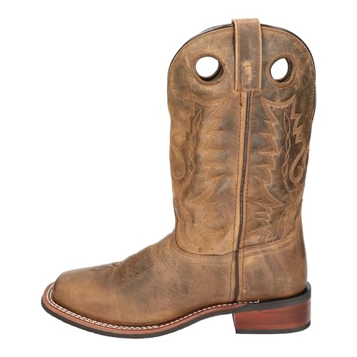 Image of Smoky Mountain Boots | Duke Series | Men's Western Boot | Square Toe | Rubber Sole & Stacked Leather Block Heel | Man-Made Lining & Leather Upper | Steel Shank | Brown Oil Distress | 13