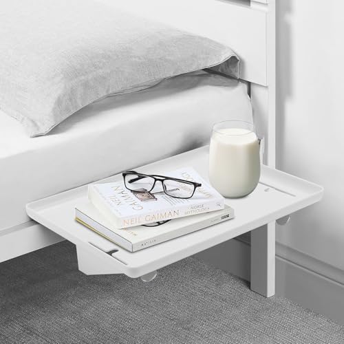 NCTNCX Bettablage Zum EinhäNgen Weiß Nachttisch Zum EinhäNgen Ans Bett Mit Ladekabelsteckplatz Nachttisch Regal FüR Sofa Alle Seitenobjekte Wie Sessel ca 32 * 23.5cm (Weiß)