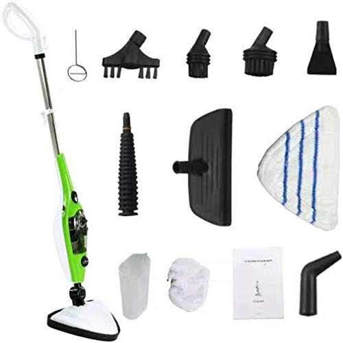 Balai vapeur 10 en 1 1300 W, balai électrique multifonction pour le nettoyage des sols, machine de nettoyage tout-en-un avec 10 accessoires, puissant balai à vapeur détachable