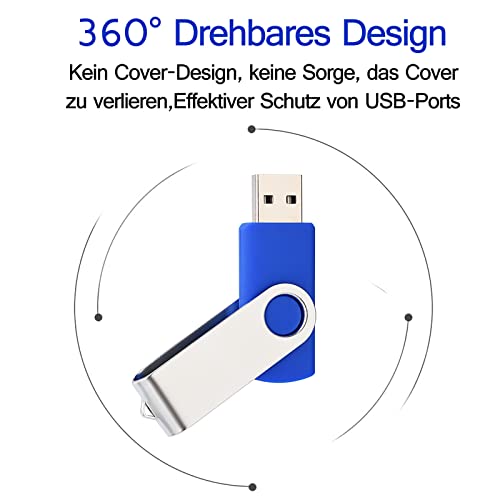 AreTop 16GB USB Stick 3 Stück mit USB Memory Stick Tasche, High Speed Speicherstick 2.0 zur Datenspeicherung(schwarz/blau/weiß)