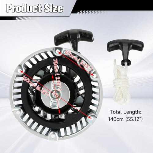Image of Mini Bike Pull Start Assembly Recoil Starter Compatible with Predator 212cc 196cc Coleman CT200U CT200U-EX BT200X KT196 Go Kart GX160 6.5HP OHV Engine Lawn Mower Generator Parts Galvanized
