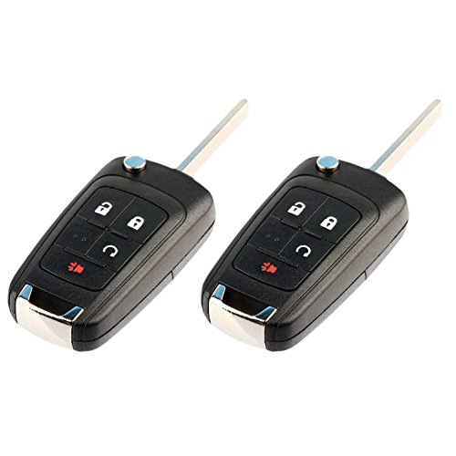 Key Fob Keyless Entry Remote Flip Shell Case & Pad fits Chevy 2010-2017 Equinox / 2012-2017 Sonic / 2015-2017 Trax/GMC 2010-2017 Terrain, Set of 2