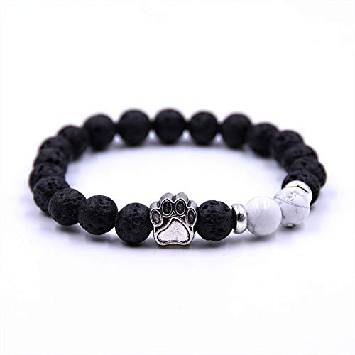 SIVITE Lava Rock Stretch Beaded Bracelet Essential Oil Diffuser Dog Lover Paw Charm Pet Memorial Bracelet2