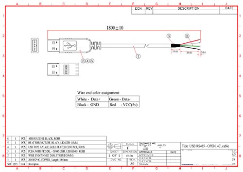 Cable adaptador USB Rs485 Rs485 con FTDI compatible con USB-RS485-WE-1800-BT