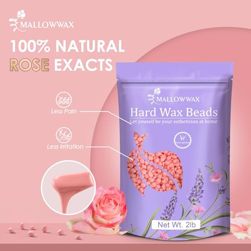 Image of Mallowwax Hard Wax Beads for Hair Removal, 2LB Wax for Sensitive Skin