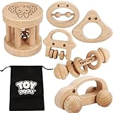TOY Life Wooden Toys Cars, Montessori Baby Toys 6-12 Months, Wooden Baby Toys Rattle Cars for Toddlers 1-3, Baby Boy Nursery Decor, Montessori Toys for 1 Year Old Boy (6 PCS Rattle Set)