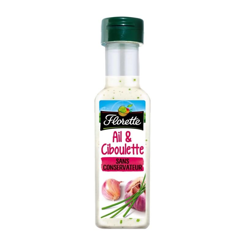 FLORETTE: Sauce Ail et Ciboulette 175ml Bio - Découpe Fraîche Succombez à notre délicieuse sauce bio ail & ciboulette Prête à cons - Le Lot De 4