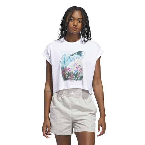 adidas Women's European Summer Graphic T-Shirt, White, Small
