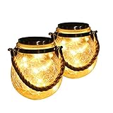 Jede Lichterkette besitzt 30 kleine LEDs. Das Solarglas kann mit dem Henkel wie eine Hängeleuchte verwendet werden im Innen- sowie Außenbereich.