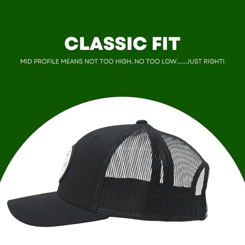 Image of LINDO Trucker Hat [ Palm Tree 2.0 Design ] for Men and Women: Mid Profile Cap with Breathable Mesh Back and Adjustable Snap