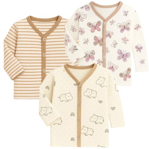 Image of EIO New Born Baby Clothes 0 | Soft Cotton Jablas for New Born | Front-Open Baby Tees for Boys & Girls Pack of 3 Newborn Clothing Set