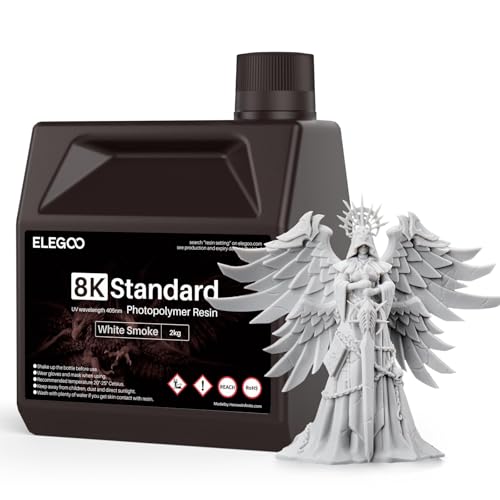 Image of ELEGOO 8K Standard Resin for 3D Printing, Ultra Precision, 405nm Fast UV Curing Photopolymer 3D Resin for 8K 9K 12K 16K Resin 3D Printer, White Smoke 2000g