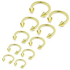 14G Gold - 6mm, 8mm, 10mm, 12mm, 14m，14mmm (1 pair each)