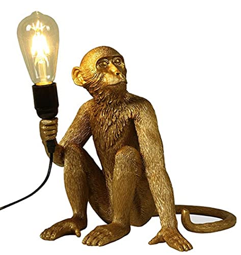 Tfcfl Vintage Resin Monkey Form Tabletop Light, Industrial Retro Edison Desk Lamp For Interior Creative Decoration & Lighting (Table Lamp - Gold) #TOP4