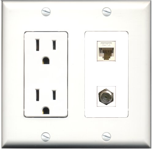 Presa A Parete Riteav Con 4 Ingressi HDMI, 1 Ethernet Cat5e E 1 Coassiale TV - Colore Bianco/Nero, 15A