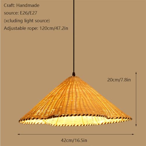 Suspension en rotin tressé main lustre authentique