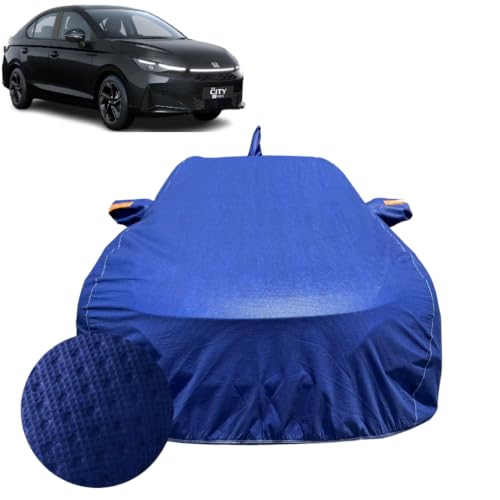 Image of Car Cover for Honda City (2020-2026) | 100% Waterproof Cover with Antenna & Reflective Mirror Pockets | Dustproof, Scratchproof, Heatproof Honda City Car Cover |Soft Cotton Lining| Blue