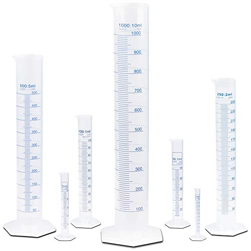 100ml Plastic Graduated Cylinder, Printed Graduations, Single Metric Scale, Polypropylene, Karter Scientific 237L2 (Single)