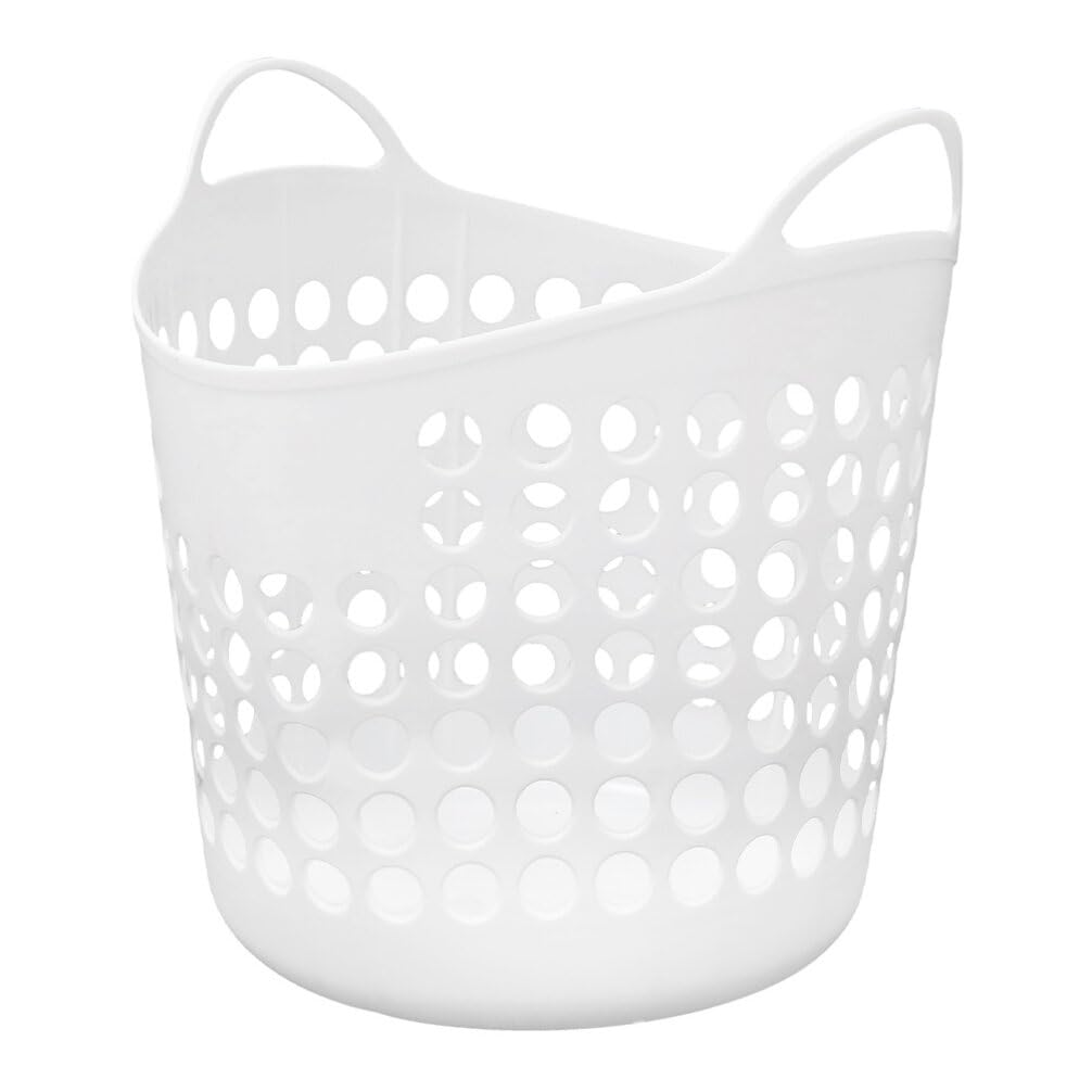 Ciieeo Cesto Portabiancheria Sporca in Pe Bianco 40l Design Unico Forato che Previene gli Odori, per Soggiorni e Bagni