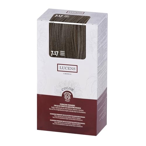 LUCENS Coloración permanente Tiramisú 7.17 – Tinte para el pelo con alto porcentaje de ingredientes naturales – sin amoniaco, sin fragancias, color brillante y duradero