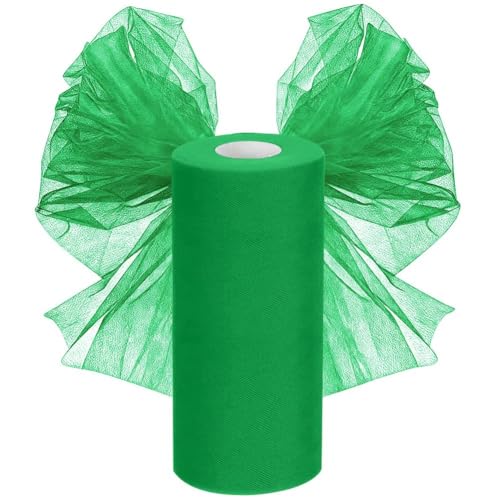 Rouleau de tulle - 30 cm x 92,5 m - Décoration de mariage - Vendu au mètre - Pour bricolage, artisanat, arcs, décoration de fête, vert