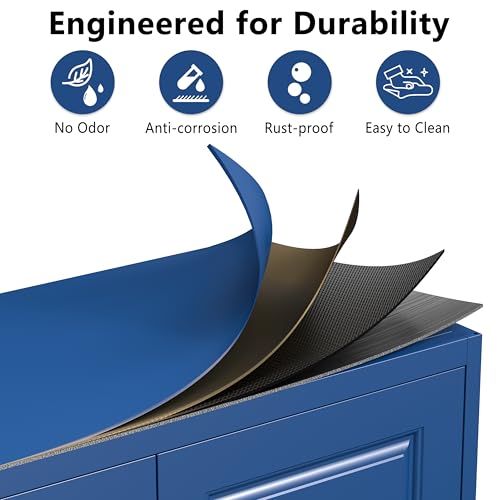 Image of Polup Metal Storage Cabinet,75 inch Tall Kitchen Pantry Storage Cabinet with Doors and Adjustable Shelves, Blue Metal Pantry Cabinets with Drawer, Large Cupboard for Kitchen, Dining Living Room