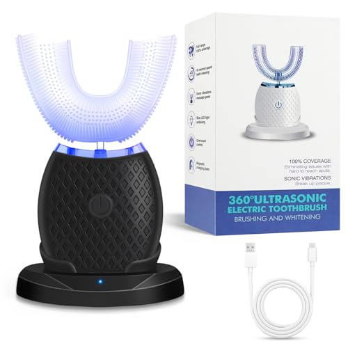 Cepillo de dientes ultrasónico automático, cepillo de dientes eléctrico sónico con temporizador, limpieza bucal completa de 360°, impermeable IPX7