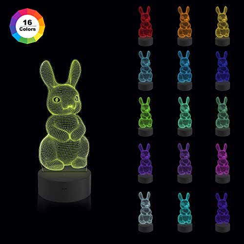Lampe d'illusion optique 3D lapin CooPark avec câble USB 16 couleurs