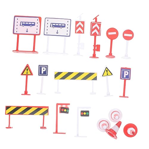Kisangel 6 Set Traffic Road Signs Playset Road Sign Cutouts for Kids Mini Signal Model Sturdy Simulation Traffic Toys