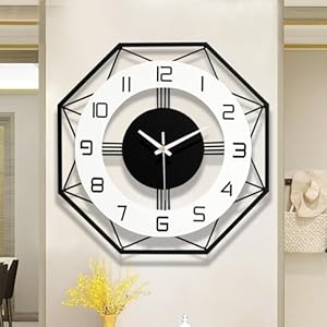 TopCity Large Classic Wall Clock 20 Inch Black and White Metal Silent Non-Ticking Big Clocks Mid Century Modern Decorative Battery Operated Wall Clock for Living Room,Kitchen,Dining Room,Office