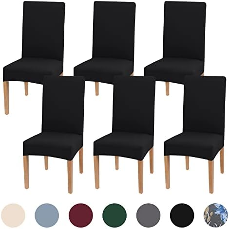 Newthinking Stretch Chair Covers for Dining Room, High Back Dining Chair Covers Set of 4, Removable and Washable Full Wrap Elastic Chair Cover for Hotel, Wedding, Kitchen, Dining Room ( Dark Grey)