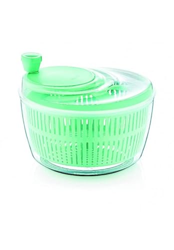 Salad Spinner Plastic Large Manual Lettuce Spinner With Secure Lid Fruits Vegetables Washer Dryer Non-Slip Base Assorted Colors-Capacity: 5 Liter